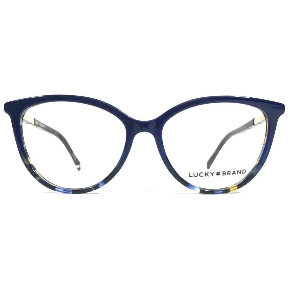 Lucky Brand Eyeglasses Frames D226 BLUE Gold Brown Tortoise Cat Eye 52-16-135